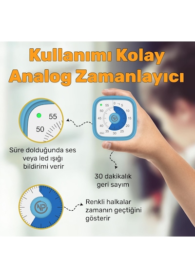 NPO Mutfak,Ders,Yemek için 60dk Analog Alarm Zamanlayıcı,Pomodoro Öğrenci Motivasyon Saati