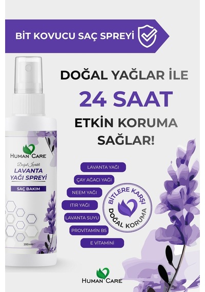 Lavanta Yağı Saç Spreyi - Bit Kovucu Saç Spreyi - Itır, Neem, Çay Ağacı