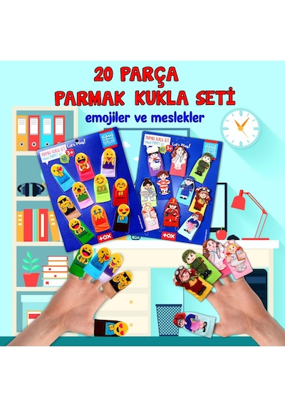 2 Set 20 Parça Tox Emojiler ve Meslekler Parmak Kukla T106 T762