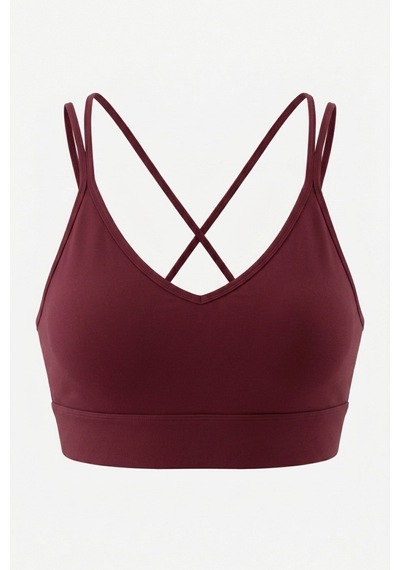 Aura Collections Çapraz İp Askılı Çıkarılabilir Pedli Sporcu Sütyeni Bralette Bordo