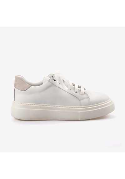 Mocassini Hakiki Deri Erkek Bağcıklı Kalın Taban Spor & Sneaker 35110 Beyaz Sipiro Beyaz