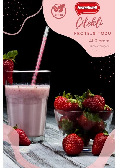 Çilek Aromalı Vegan Bezelye Proteini Tozu 400 Gr X 3 Adet -%83 Protein Içerir Pae Protein Powder Ahududu