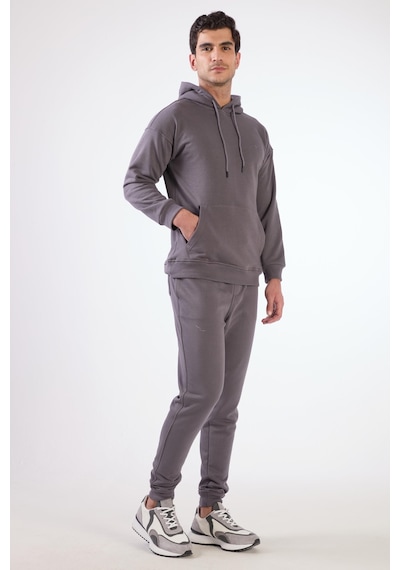 Dufy Antrasit Kapüşonlu Kanguru Cepli Regular Fit Erkek Sweatshirt Antrasit