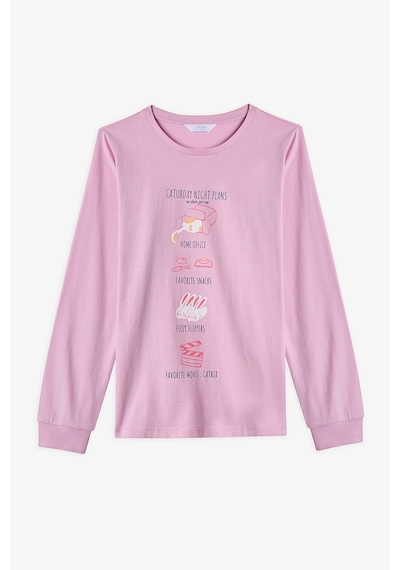 Penti Pembe Kız Çocuk Caturday Night Uzun Kollu Pamuklu 2'li Pijama Takımı