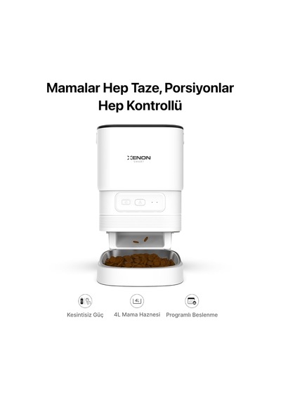 Otomatik Mama Kabı Kamerasız 4 Lt Uygulama Kontrollü Paslanmaz Çelik Kaseli X8612