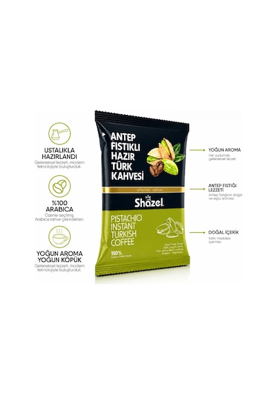 Shazel Hazır Türk Kahvesi Antep Fıstıklı 100 Gr 10 Paket