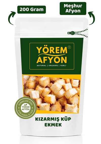 Yörem Afyon Meşhur Afyonkarahisar Ekşi Mayalı Tam Buğday Unu Köy Ekmeğinden Kızarmış Küp Ekmek Krutona 200gr.