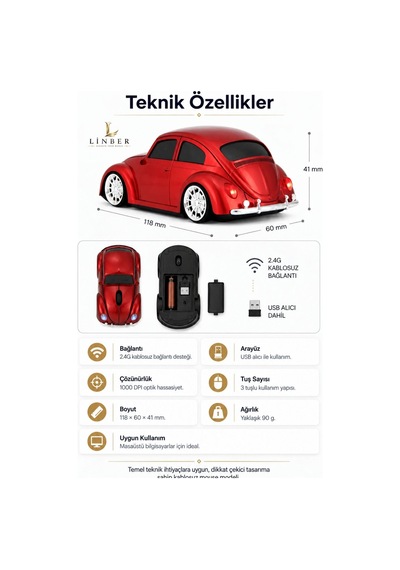 Klasik Kırmızı Beetle Vosvos Tasarımlı 2.4g Kablosuz Mouse Usb Alıcılı Kırmızı Araba Şeklinde Optik Mouse Çok Renkli Diğer Klasik Kırmızı Beetle Vosvos Tasarımlı 2.4g Kablosuz Mouse Usb Alıcılı Kırmızı Araba Şeklinde Optik Mouse Çok Renkli Diğer