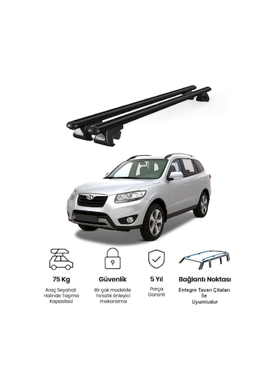 Venüs Hyundai Santa Fe 2006-2012 Uyumlu Siyah Ara Atkı Port Bagaj Tavan Barı