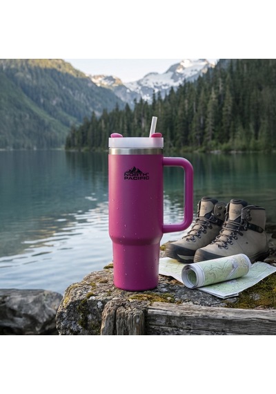 Kulplu Pipetli Termos - 900 Ml Koyu Pembe