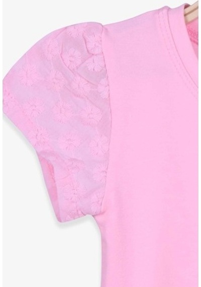 Breeze Kız Çocuk Tişört Kolları Fistolu Pudra (3-8 Yaş)