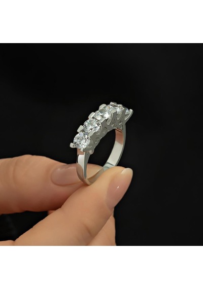 Gümüş Swarovski Zirconia Taşlı Beştaş Yüzük