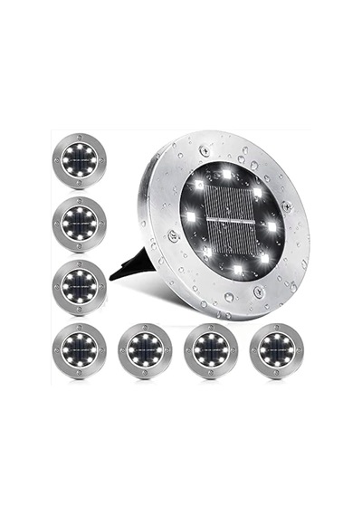 8 Ledli Solar Güneş Enerjili Beyaz Işık Su Geçirmez Bahçe Dekor Aydınlatma Lambası Bahçe Lambaları, Paslanmaz