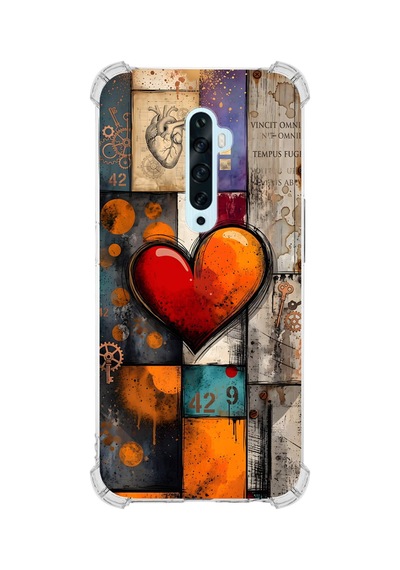 Printify Oppo Reno2z İle Uyumlu Düşlerin Dansı Serisi Zamanın Kalbi Tasarımlı Uv Baskılı Köşe Korumalı Antişok Kılıf Şeffaf
