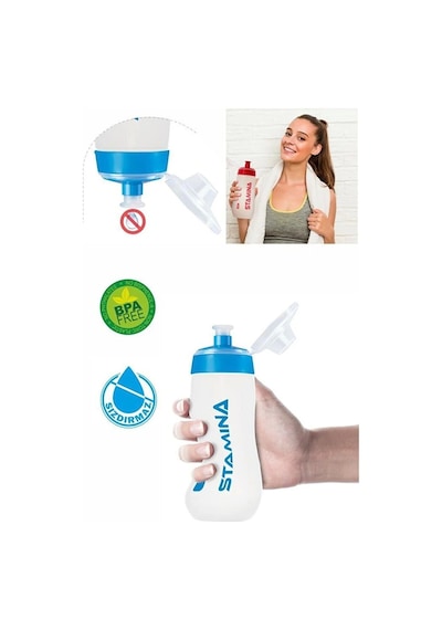 Desenli Sporcu Mavi Su Matarası 700 Ml