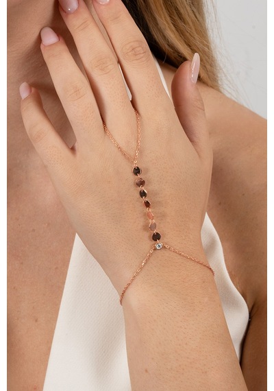 925 Ayar Gümüş Şahmeran Rose Zirkon Taşlı Pullu Şahmeran Barcode Beyaz - Rose Gold