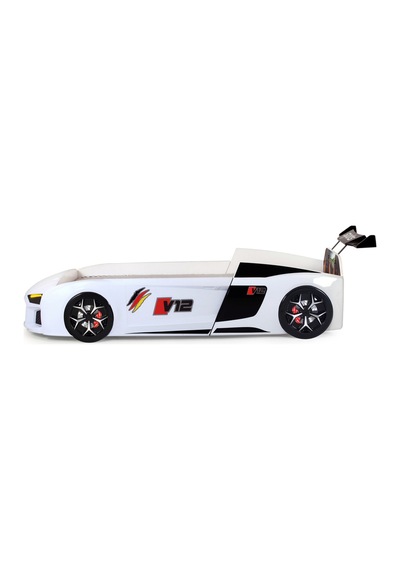 Beyaz Arabalı Yatak V12 Audi Işıklı Full Plastik