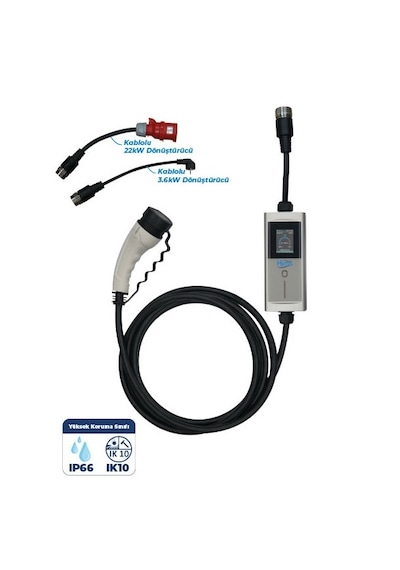 Hims Hctk-22-g 22kw Tip 2 Soketli Akıllı Konnektörlü Taşınabilir Elektrikli Araç Şarj Cihazı 22 KW