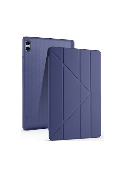 Galaxy Uyumlu  Tab S11 Ultra Kılıf Frm Tri Folding Kalem Bölmeli Standlı Kılıf - Lacivert Kapaklı Kılıf
