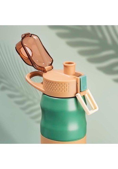 Er 1393-4 Paslanmaz Çelik Sızdırmaz Çift Katmanlı Yalıtımlı Çay Kahve Termosu Yeşil 350 Ml Açık Beyaz
