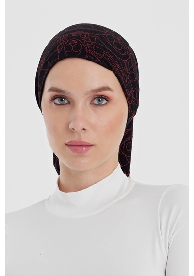 Kadın 4 Fonksiyonlu Koruyucu, Pamuklu, Esnek, Terletmez, Bandana, Boyunluk, Buff, Maske - Tek Ebat / Siyah-kırmızı Siyah-kırmızı