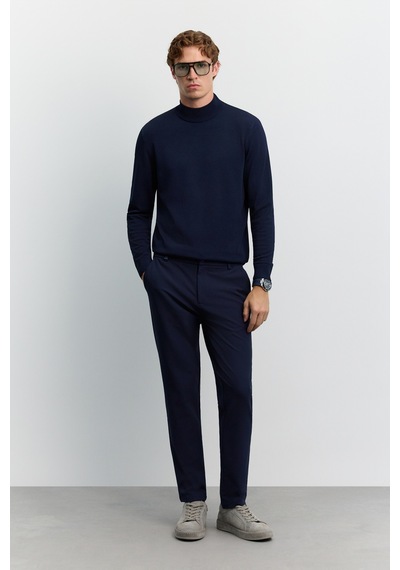 Avva Erkek Lacivert Yarım Balıkçi Yaka Basic Düz Rayon Kazak B005151