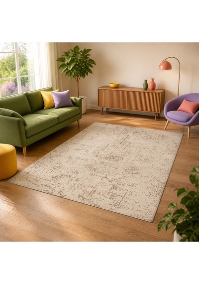 Kartela Halı Sina Halı Jüt Taban Dokuma Halı Bej - 100 X 150 Cm