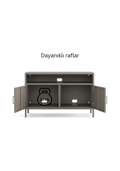 Pera Tv Ünitesi, Tv Dolabı,2 Kapaklı, Açık Raflı 100,50 X 40 X 64,50 Cm Ral 7039 Acıbadem Antrasit Pera Tv Ünitesi, Tv Dolabı,2 Kapaklı, Açık Raflı 100,50 X 40 X 64,50 Cm Ral 7039 Acıbadem Antrasit