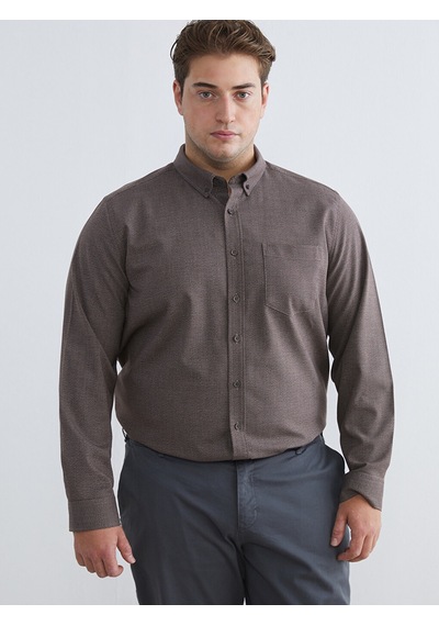 Lcwaıkıkı Classic Kahverengi Regular Fit Armürlü Cepli Erkek Gömlek