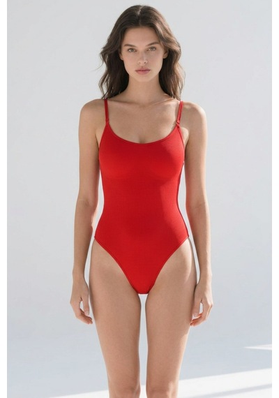 Kadın Poliamid Baskısız Sezonsuz Kırmızı Body