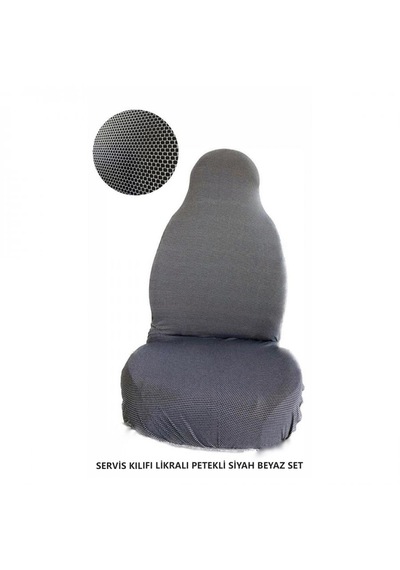 Servis Kılıfı Likralı Petekli Siyah Beyaz Set Çantalı 1