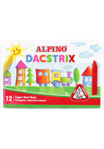 Alpıno Alpino Dacstrix Üçgen Mum Boya 12 Renk Plastik Çantalı Çok Renkli