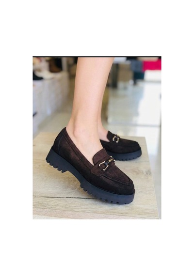 Punto Ac572512 Süet Loafer Tokalı Günlük Kadın Ayakkabı Kahverengi