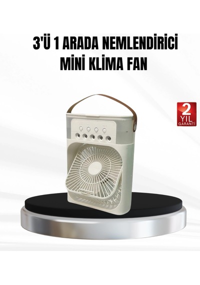 3 Ü 1 Arada Mini Klima Fan Usb Şarjlı, 7 Renk Gece Lambalı Ve Nemlendirici Krgltgsxrrsummlccuq