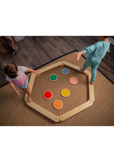 Montessori Ahşap Denge Kirişi, Denge Tahtası, Basamak Taşları, Aktivite Çocuk Oyuncağı 6 Sopa+6 Taş