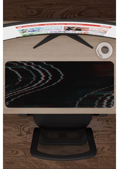 Glitch Kaymaz Dikişli Kauçuk Oyuncu Mousepad V3 - 70x30 Xl Gaming Mouse Pad Fare Altlığı