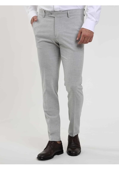 Dufy Gri Erkek Ekstra Slim Fit Melanj Desenli Klasik Pantolon - 103508-gri Gri