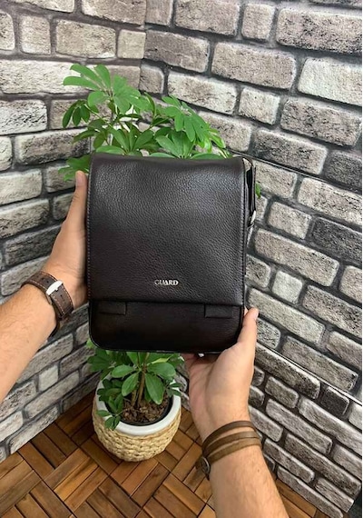 Guard Siyah Hakiki Deri Erkek Omuz Çantası P1736 Siyah
