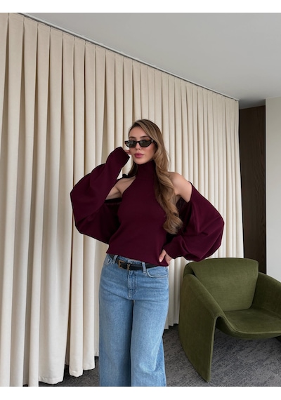 Laluvia Bordo Triko Bolero Takım - 601117 Bordo