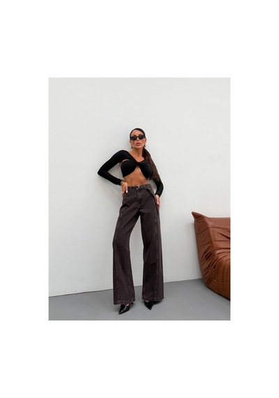 Kene Jeans Kemer Kuşaklı Kahve Taş Yıkama Ön Detaylı Denim Palazzo Pantolon Kahverengi Kene Jeans Kemer Kuşaklı Kahve Taş Yıkama Ön Detaylı Denim Palazzo Pantolon Kahverengi