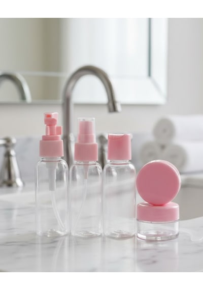 Taşınabilir 5 Li Seyahat Kozmetik Şişe Seti 30 Ml Sızdırmaz - Lisinya Pembe