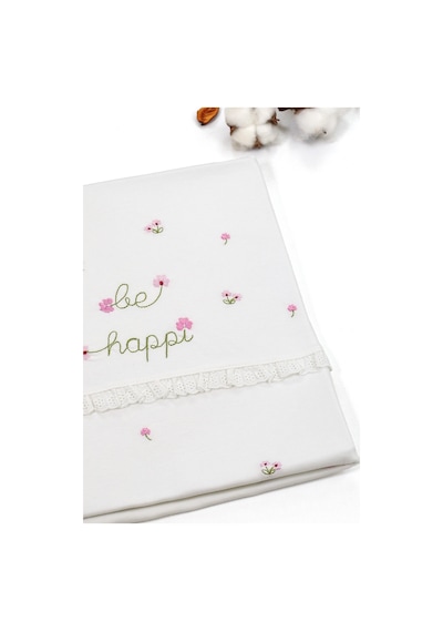 Kız Bebek Çift Katlı Natural Penye Battaniye Stl6698 Beyaz - Fuşya