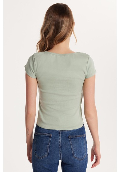 Tudors Kadın Slim Fit Dar Kesim Pamuklu Kısa Kollu U Yaka Mint Bluz-34324 MİNT Tudors Kadın Slim Fit Dar Kesim Pamuklu Kısa Kollu U Yaka Mint Bluz-34324 MİNT
