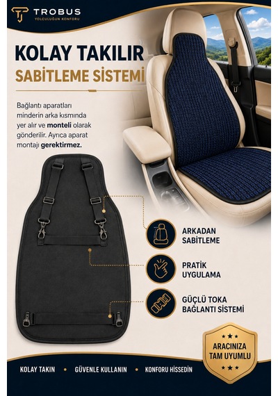 Nissan Juke 2011-2018 Üniversal Örme Ön 2 Parça Minder Terletmez Kaymaz Taban Lacivert Siyah
