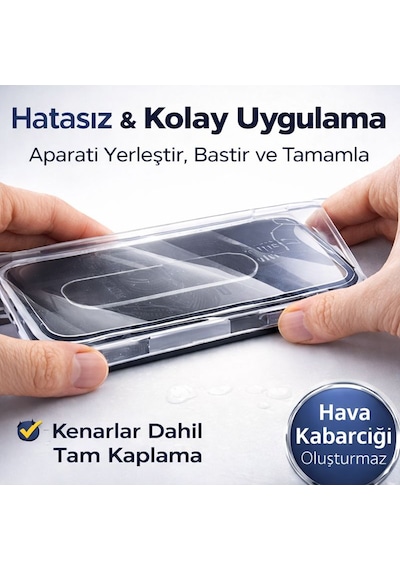 Ferro iPhone Uyumlu 17e 5d Hayalet Ekran Koruyucu - Aparatlı Kolay Uygulama - 9h Tam Kaplama Full Cam