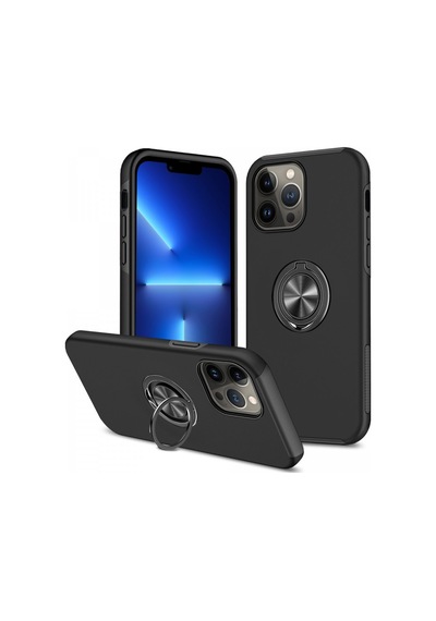 Apple iPhone  Uyumlu,  13 Pro Max Kılıf Elit Yüzüklü Kapak - Siyah