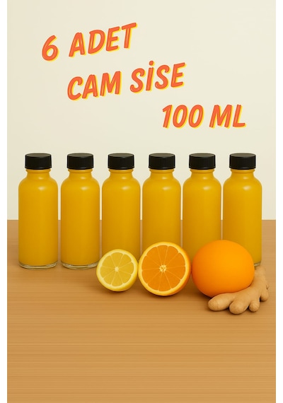 Rotanev 6 Adet Şeffaf Cam Shot Şişesi Sızdırmaz Siyah Plastik Kapaklı Kolonya Koku Süs Çok Amaçlı Şişe 100 ML