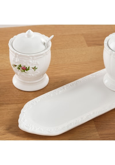 Karaca Antik 3'lü Kaşıklı Ve Tepsili Baharat Takımı 200 Ml Beyaz