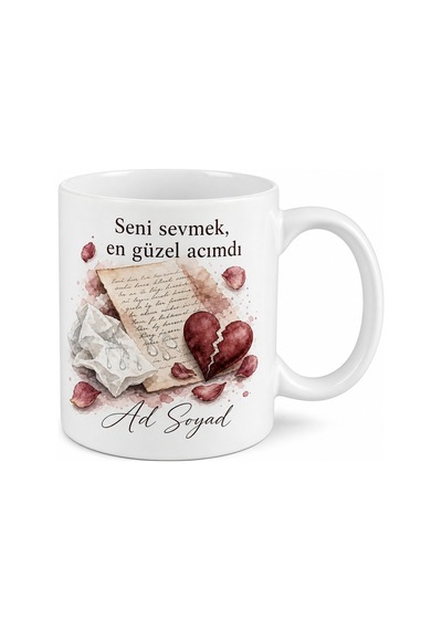 Romantik Edebiyat Gözyaşı Peçetesi Aşk Mektubu Kırık Kalp Kupa Bardak Hediye Beyaz / Çok Renkli