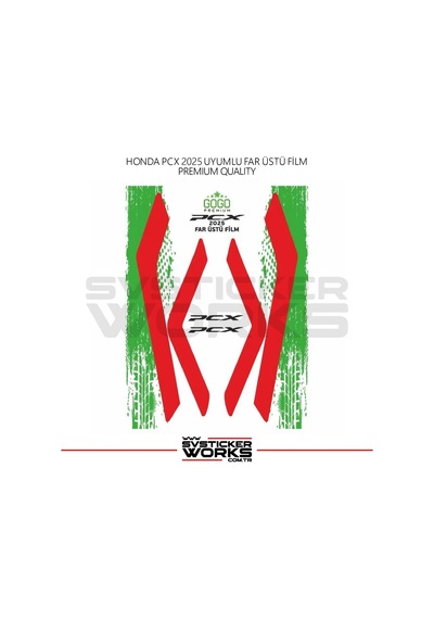 Honda Pcx Far Filmi Sticker Şeffaf Folyo 2025 İnce Model Kırmızı